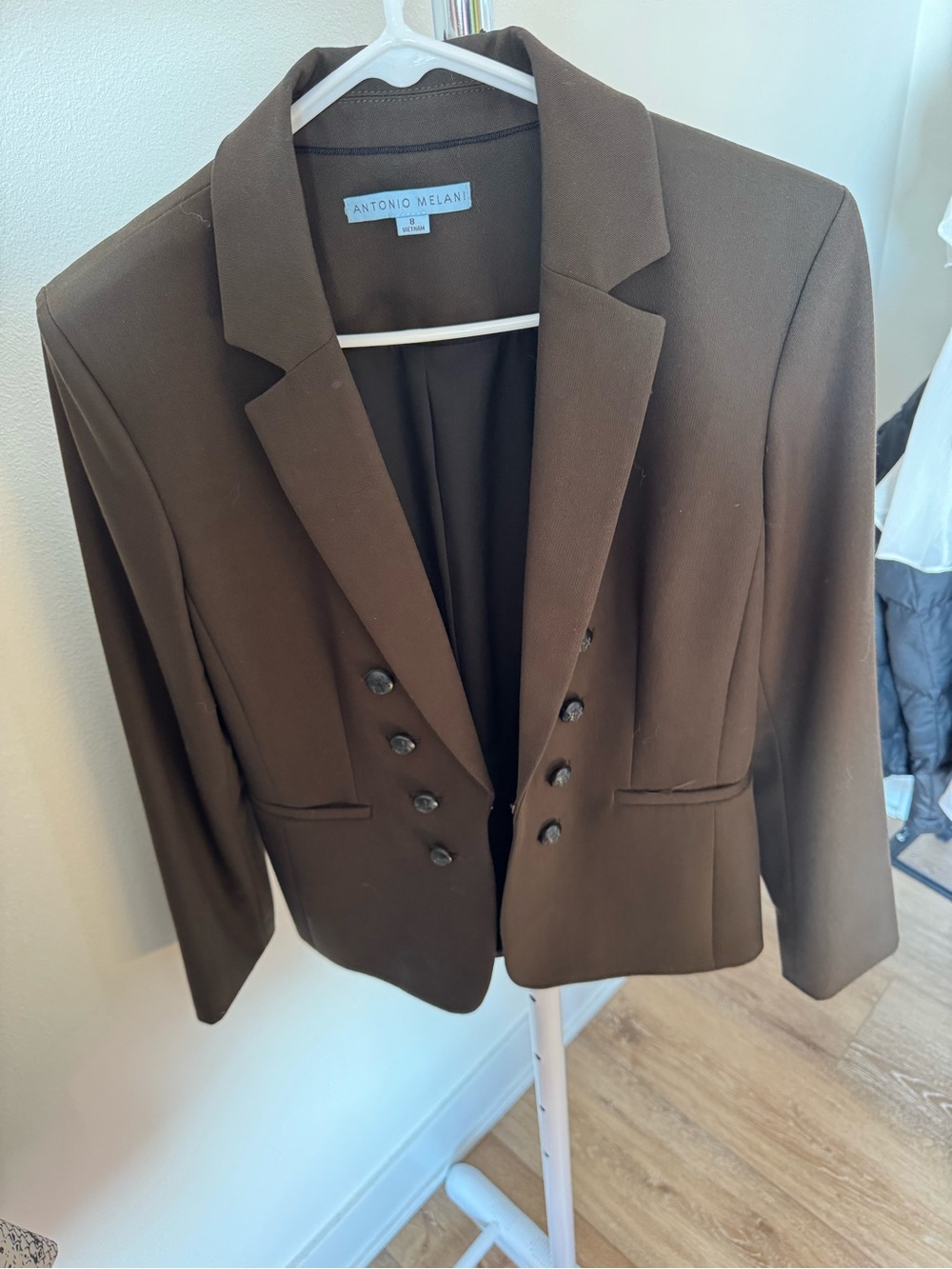 ANTONIO MELANI Women's Brown Double-Breasted Blazer Size 8